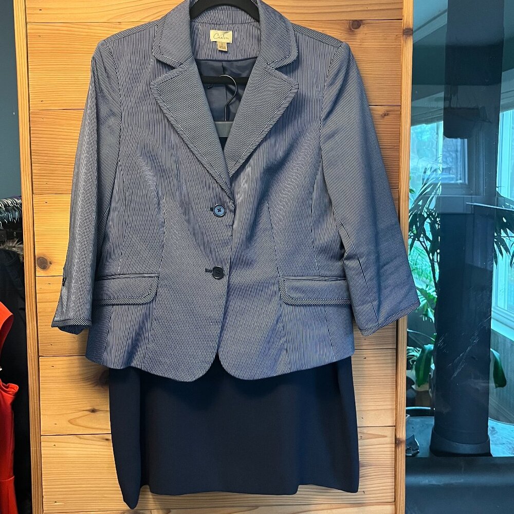 Striped Blazer and Skirt Set